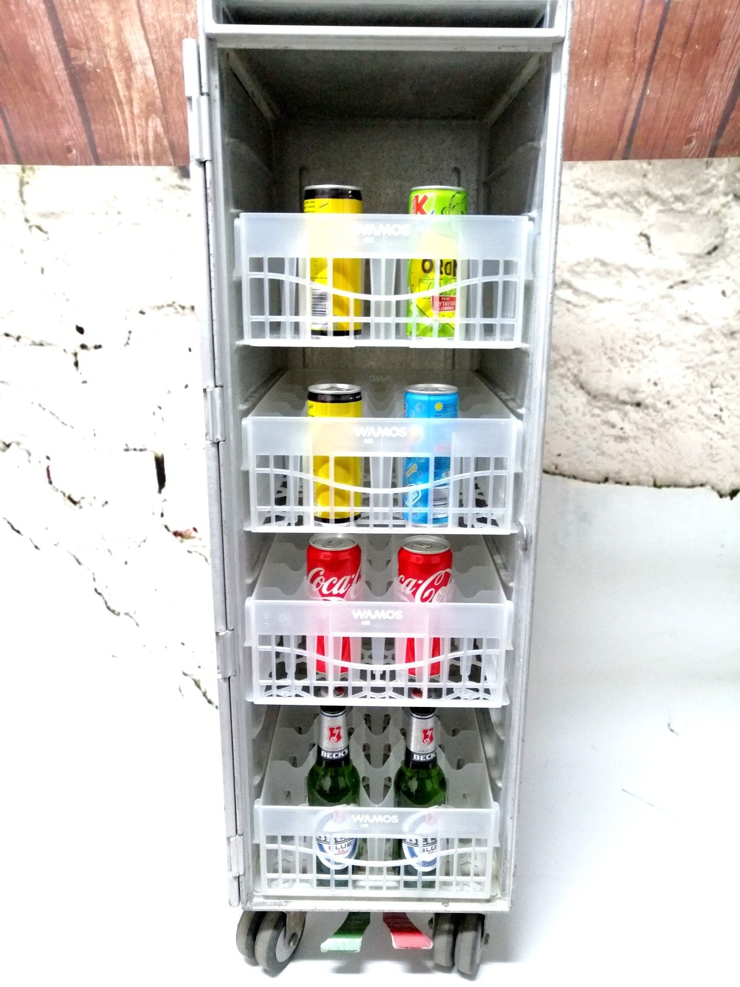 4 Wamos Air, ATLAS Airline Storage Drawers, Airline Racks for Glass, Cans, Bottles for Airline Trolley, Airplane Cart, Airline Containers