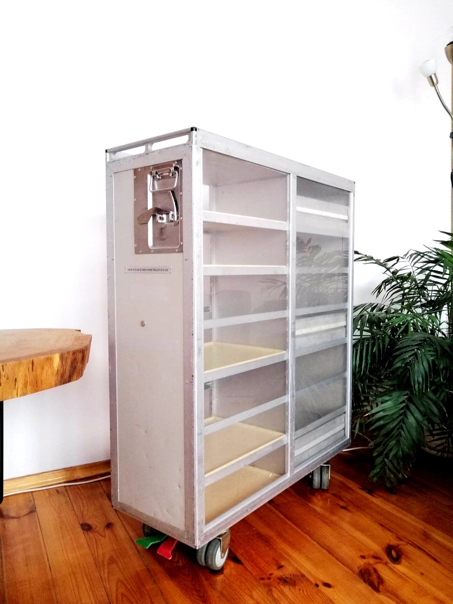 Airline Trolley Bar | Aviation Cart with Trays & Drawers | Driessen Aircraft Inflight Cart | Industrial Vintage Cabinet