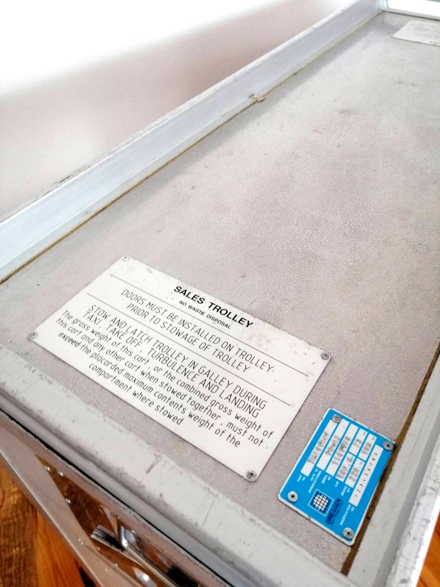 Airline Trolley Bar | Aviation Cart with Trays & Drawers | Driessen Aircraft Inflight Cart | Industrial Vintage Cabinet