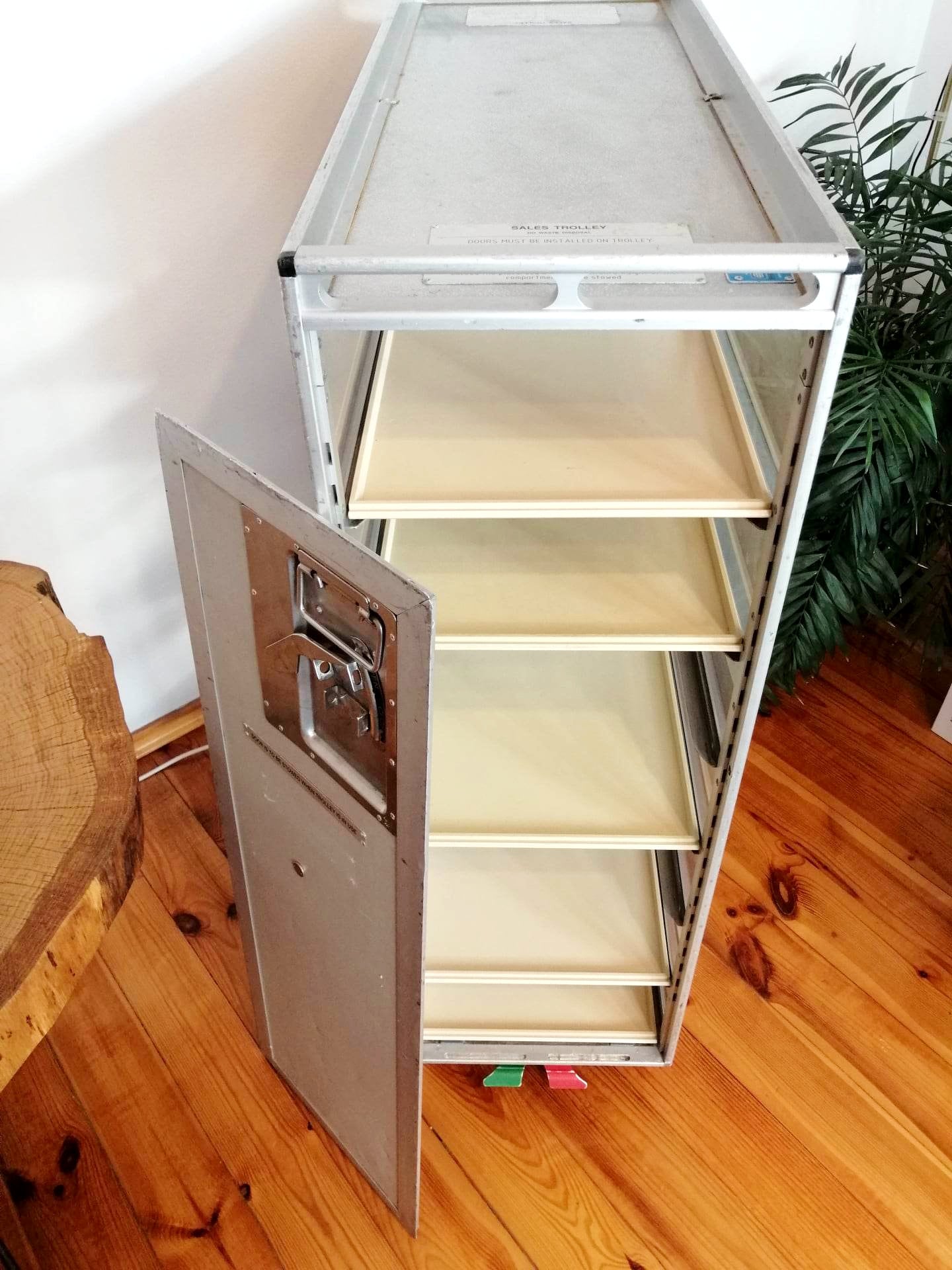 Airline Trolley Bar | Aviation Cart with Trays & Drawers | Driessen Aircraft Inflight Cart | Industrial Vintage Cabinet
