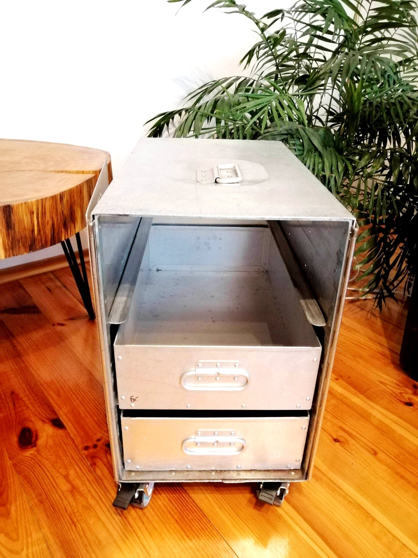 Aircraft Cabinet, Smith & Austin Airline Novair Galley Storage Container as a Nightstand, Side Table, Industrial Storage Cabinet
