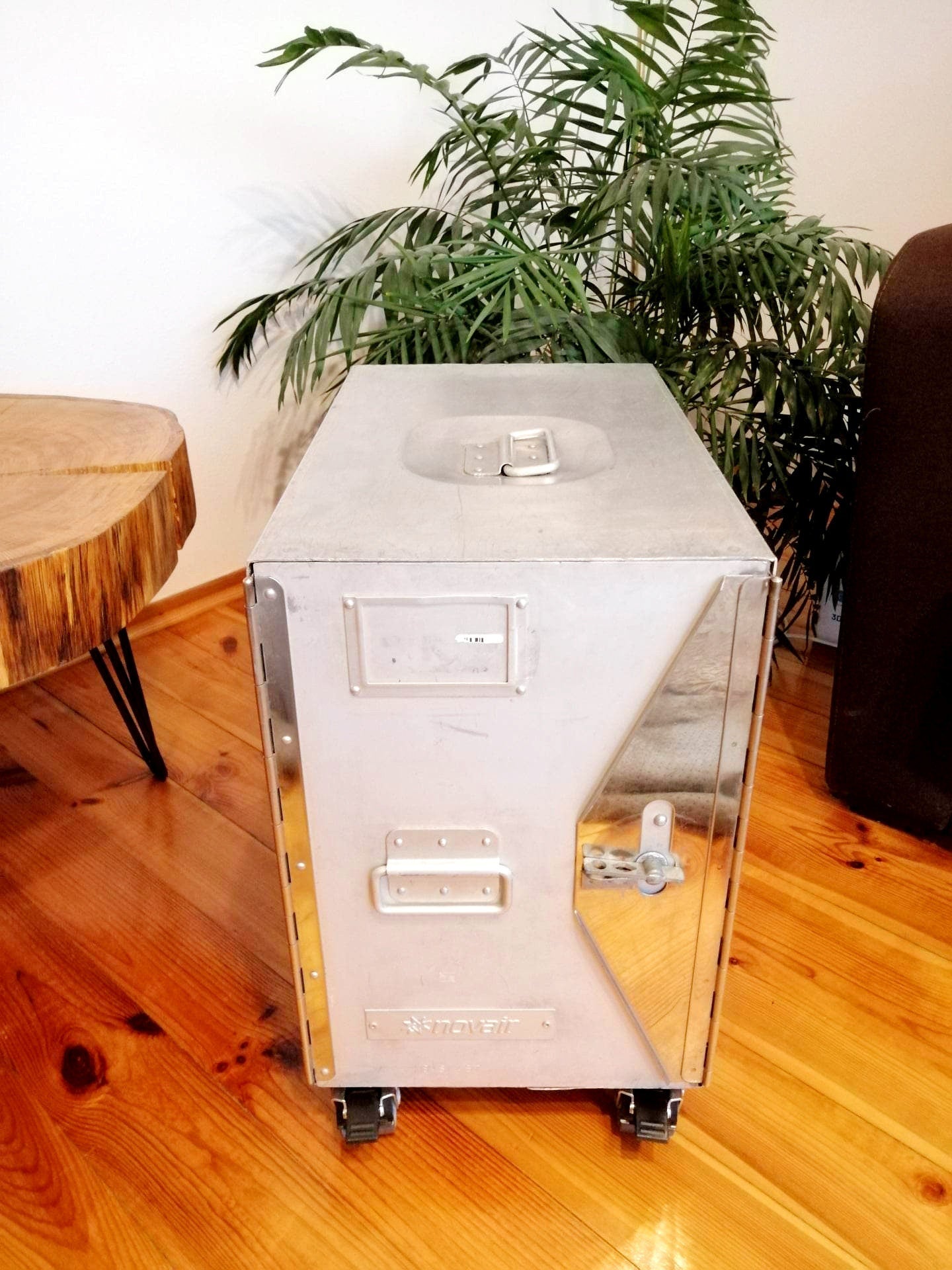 Aircraft Cabinet, Smith & Austin Airline Novair Galley Storage Container as a Nightstand, Side Table, Industrial Storage Cabinet