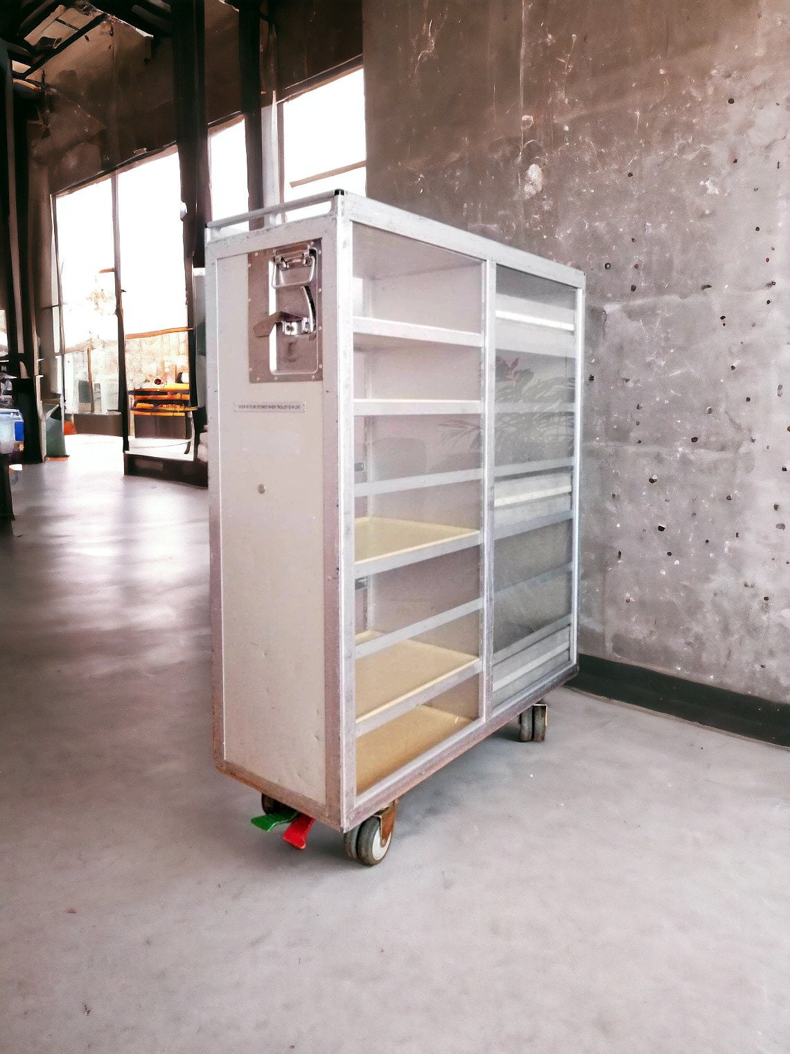 Airline Trolley Bar | Aviation Cart with Trays & Drawers | Driessen Aircraft Inflight Cart | Industrial Vintage Cabinet