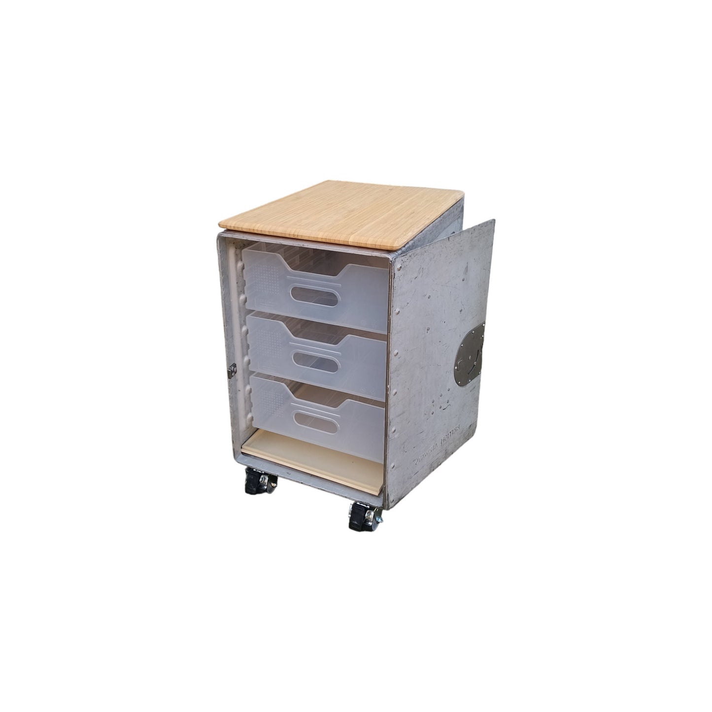 British Airways, Boeing 747 Airline Galley Storage Container as a Nightstand, Side Table, Industrial Storage Cabinet, Driessen