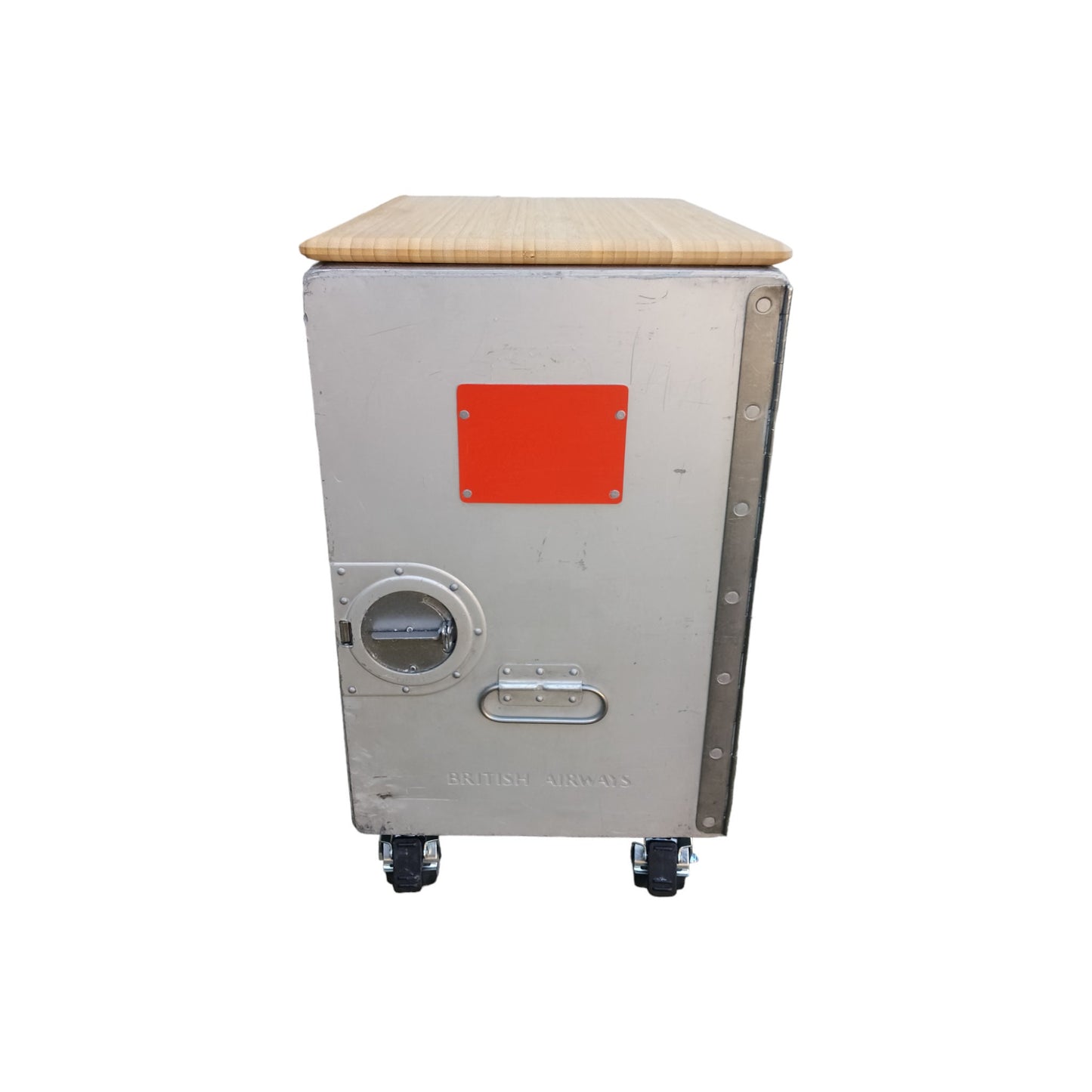 British Airways, Boeing 747 Airline Galley Storage Container as a Nightstand, Side Table, Industrial Storage Cabinet, Driessen