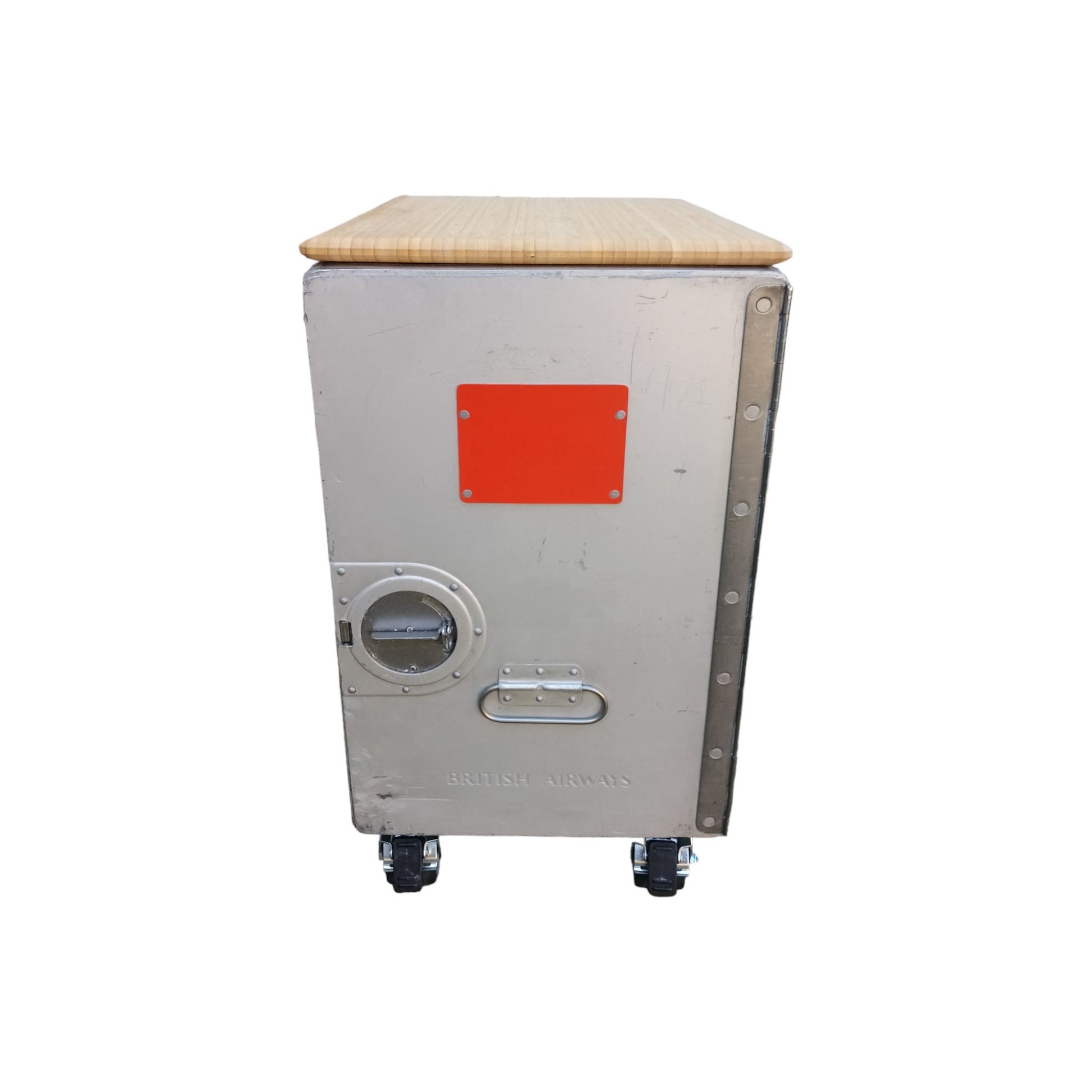 British Airways, Boeing 747 Airline Galley Storage Container as a Nightstand, Side Table, Industrial Storage Cabinet, Driessen