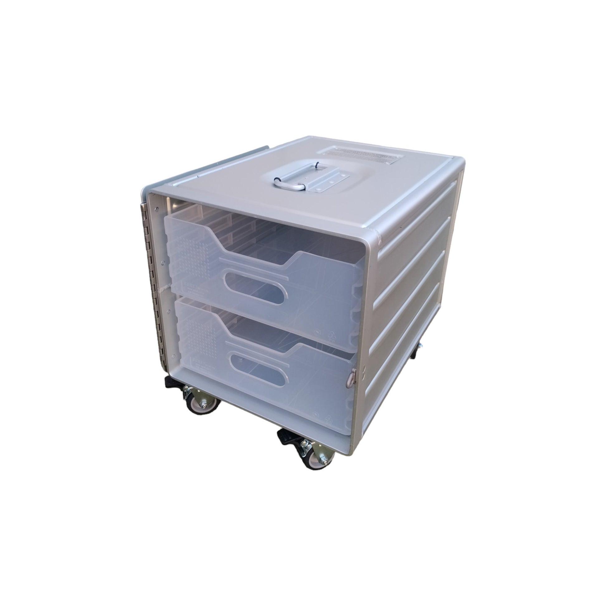 Brand New Original Airline Galley Side Table with 2 New Drawers Egret & Wheels