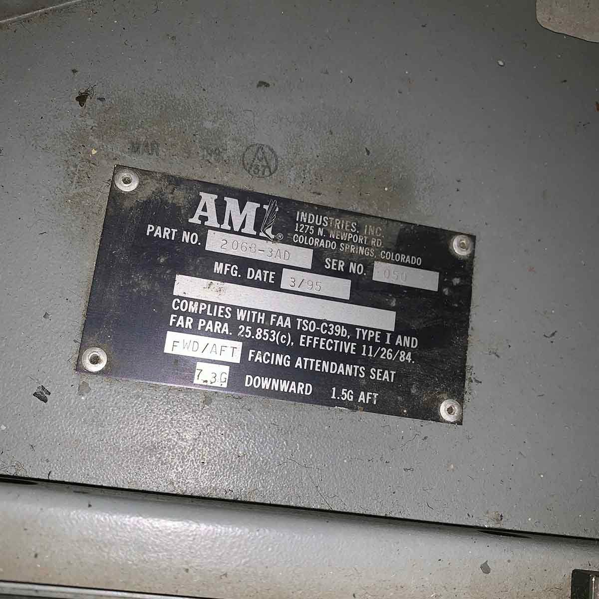Kuwait Airways Boeing 747 9K-ADE Cabin Crew Jump Seat Attendant Seat