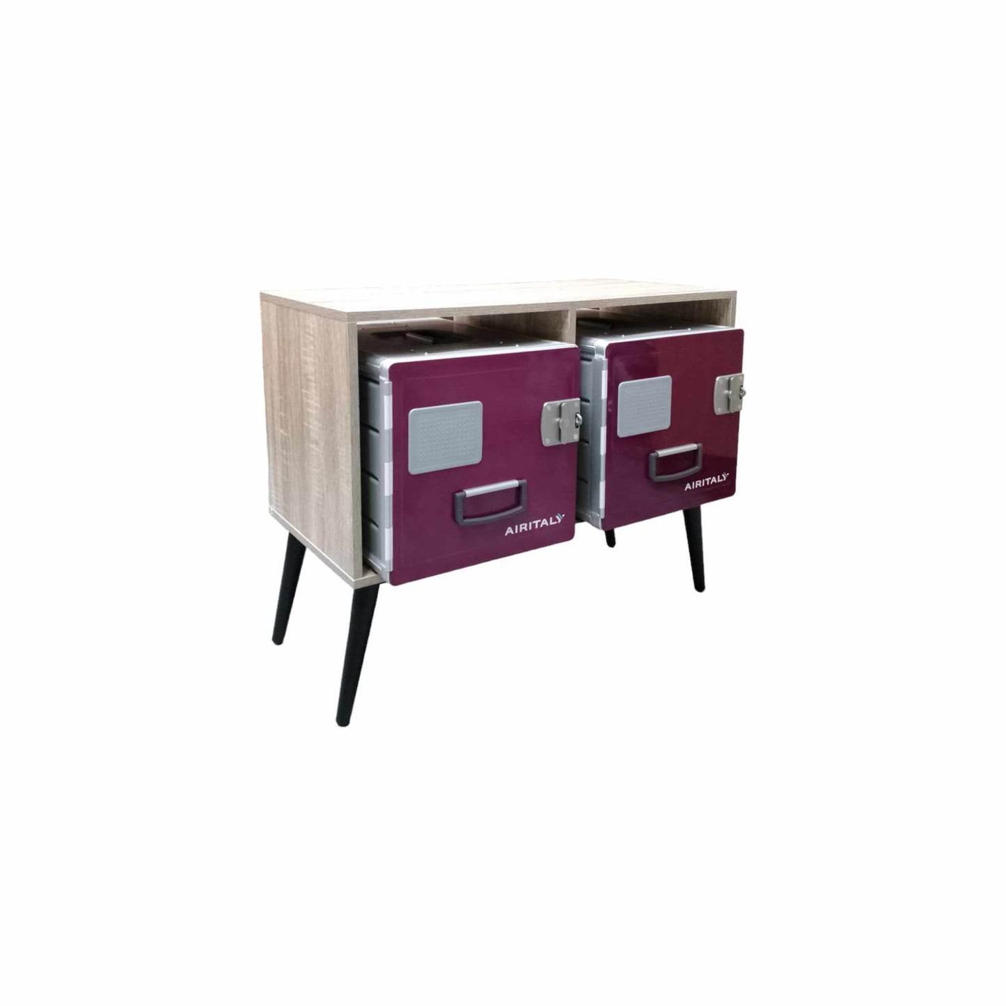 Aviation Console Table Cabinet with Brand New Aircraft Galley Storage Containers Air Italy Korita