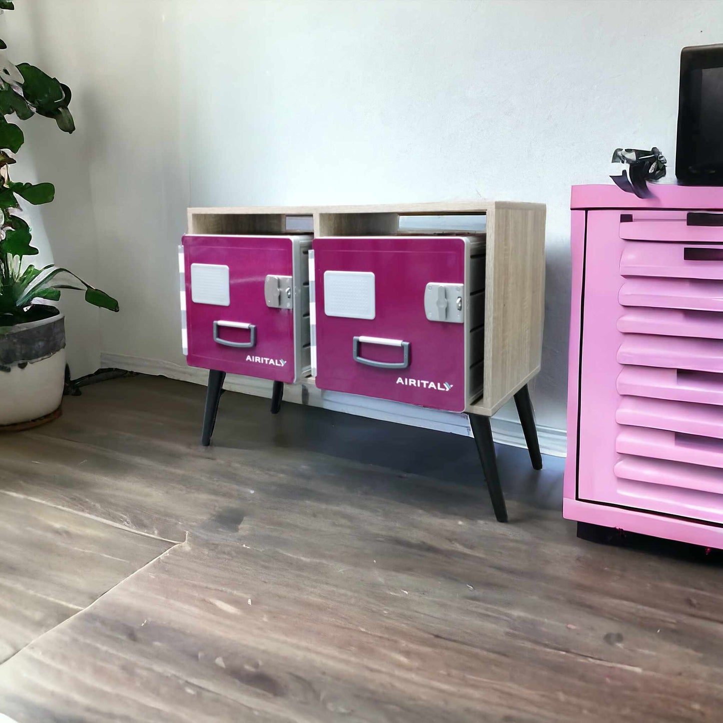 Aviation Console Table Cabinet with Brand New Aircraft Galley Storage Containers Air Italy Korita