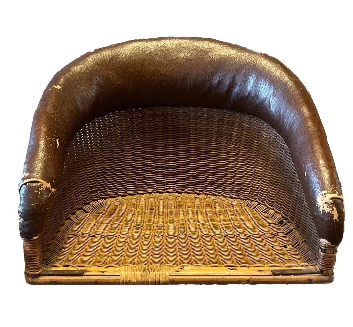 Rare 1910s WWI Pilot’s Wicker and Leather Chair – Vintage Aircraft Seat