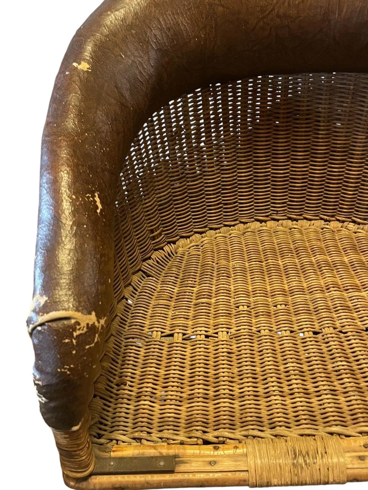 Rare 1910s WWI Pilot’s Wicker and Leather Chair – Vintage Aircraft Seat