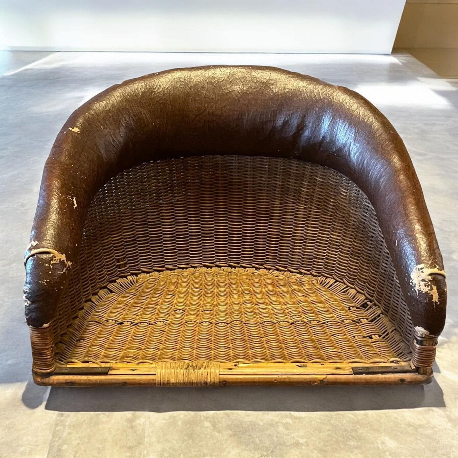 Rare 1910s WWI Pilot’s Wicker and Leather Chair – Vintage Aircraft Seat