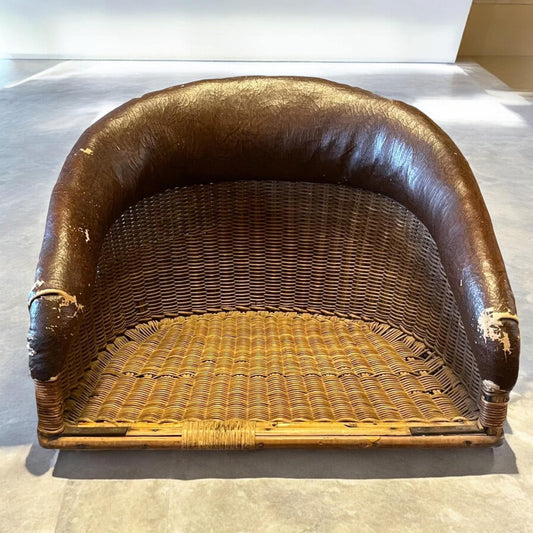 Rare 1910s WWI Pilot’s Wicker and Leather Chair – Vintage Aircraft Seat