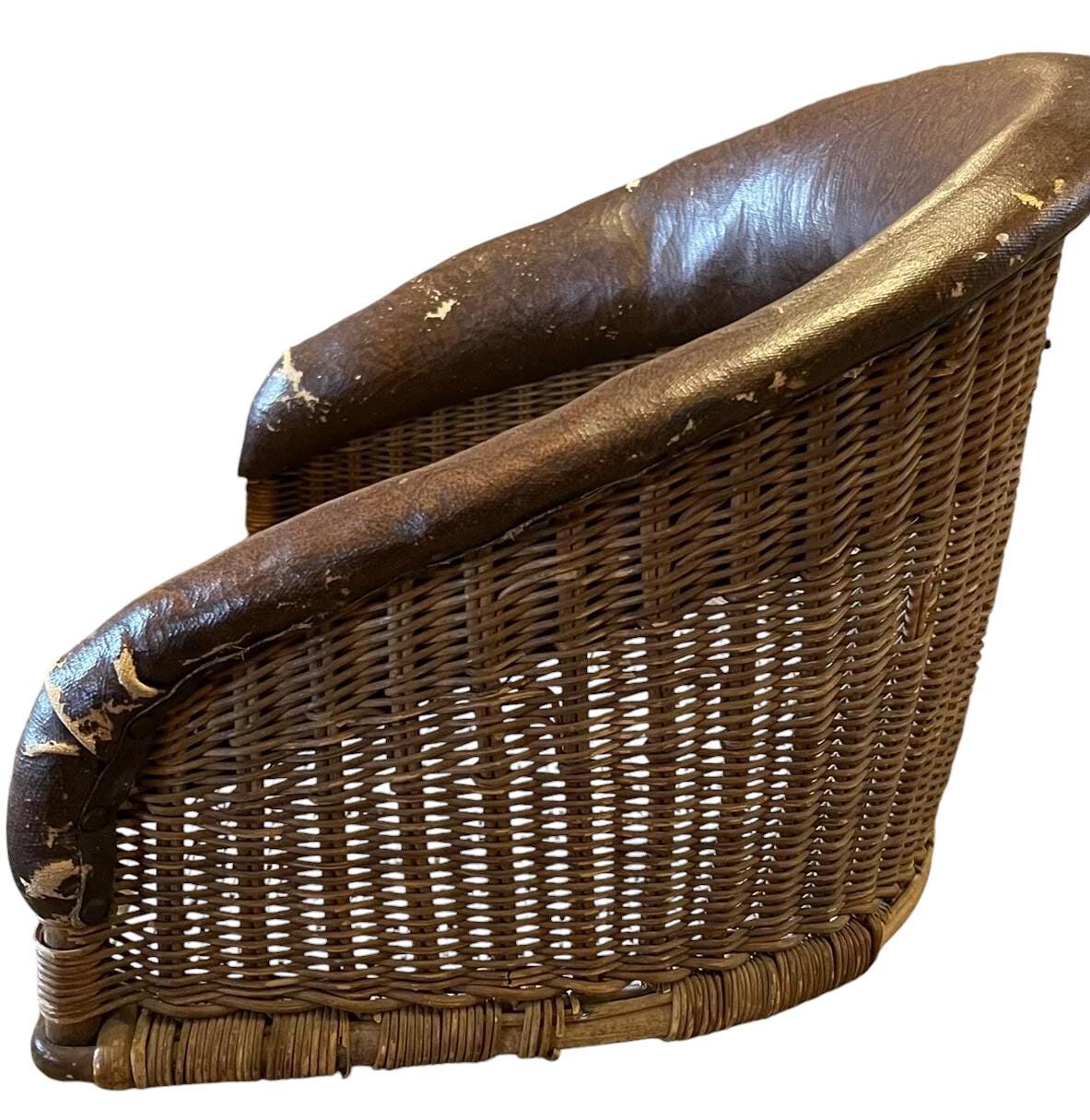 Rare 1910s WWI Pilot’s Wicker and Leather Chair – Vintage Aircraft Seat