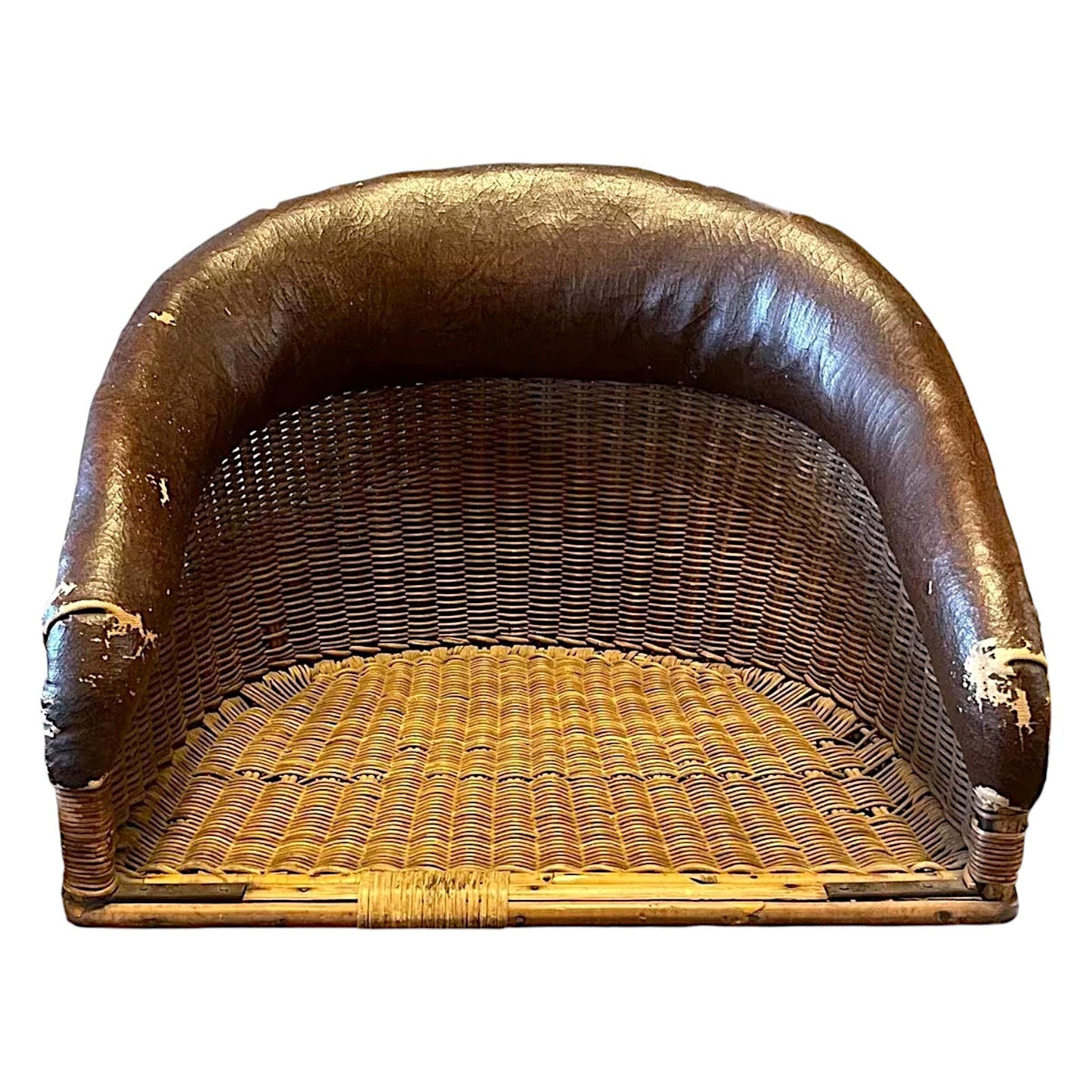 Rare 1910s WWI Pilot’s Wicker and Leather Chair – Vintage Aircraft Seat