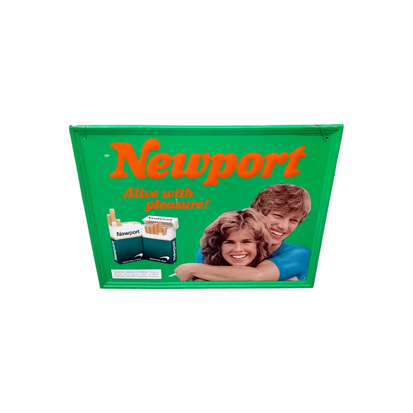Vintage Newport Advertising Sign - 1987 Lorillard Tobacco Metal Promo - Embossed Vintage Wall Decor
