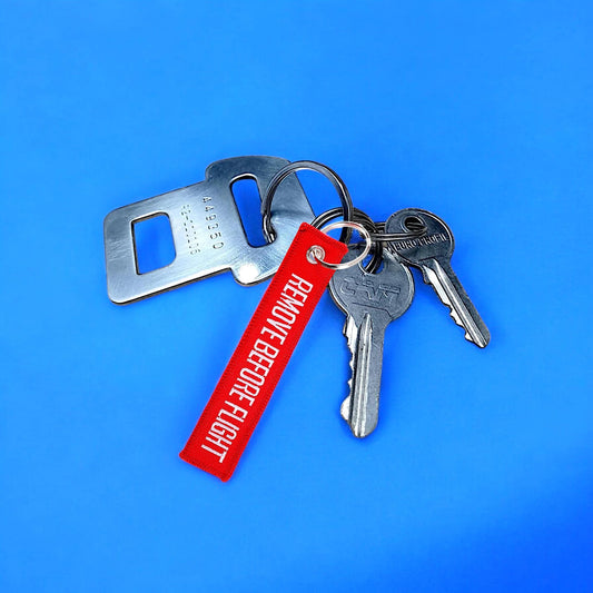 Boeing 747 Aircraft Seat Belt Key Clip Bottle Opener Virgin Atlantic Keychain