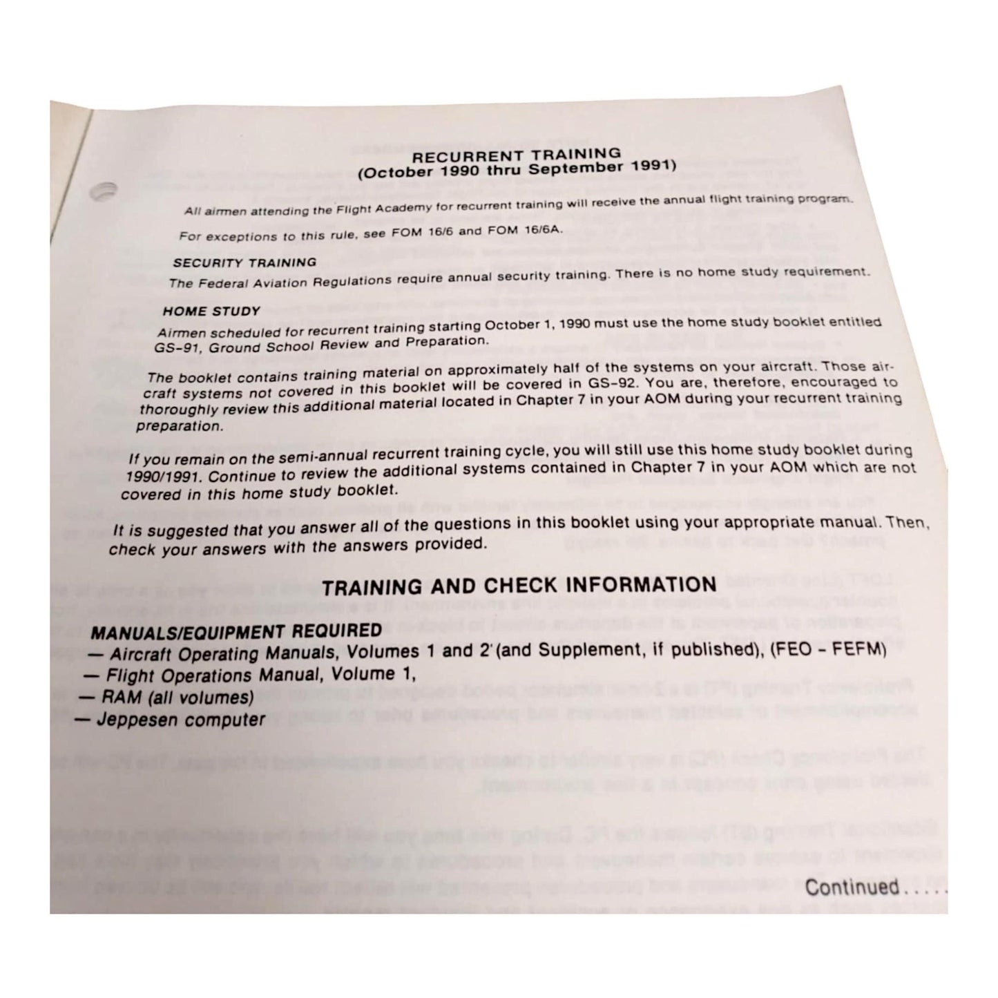 Rare Pan Am Boeing 727 Flight Crew Training Manual (1990-1991) Authentic Aviation Collectible