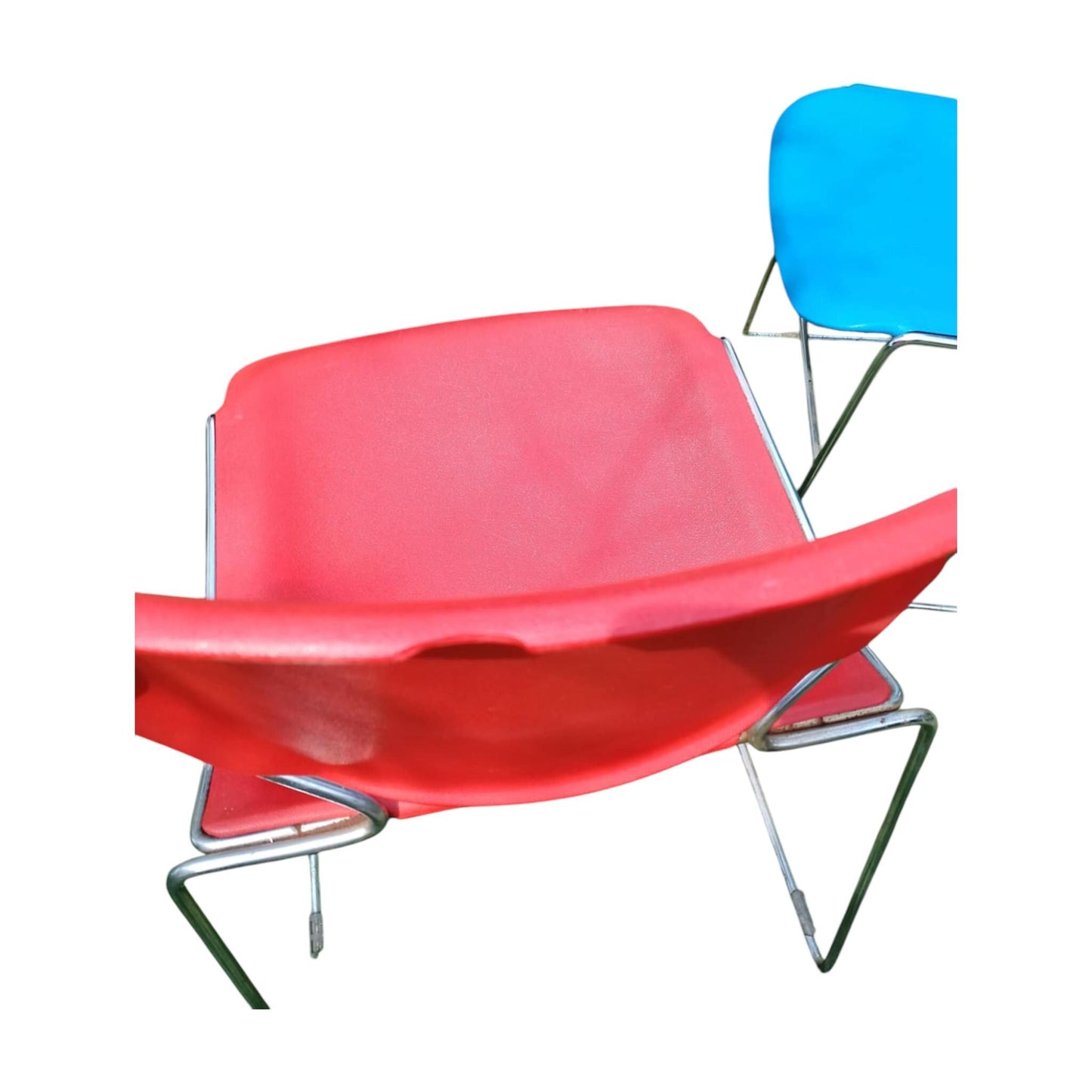 Vintage Krueger Matrix Chairs – Set of 2 (Red & Blue) – Mid-Century Modern Retro Seating