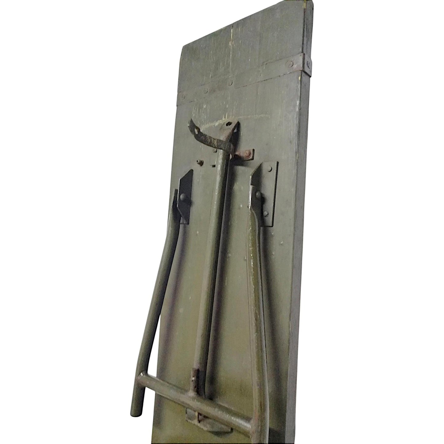 1960s Military Field Folding Bench Vintage Industrial Wood & Steel Seating