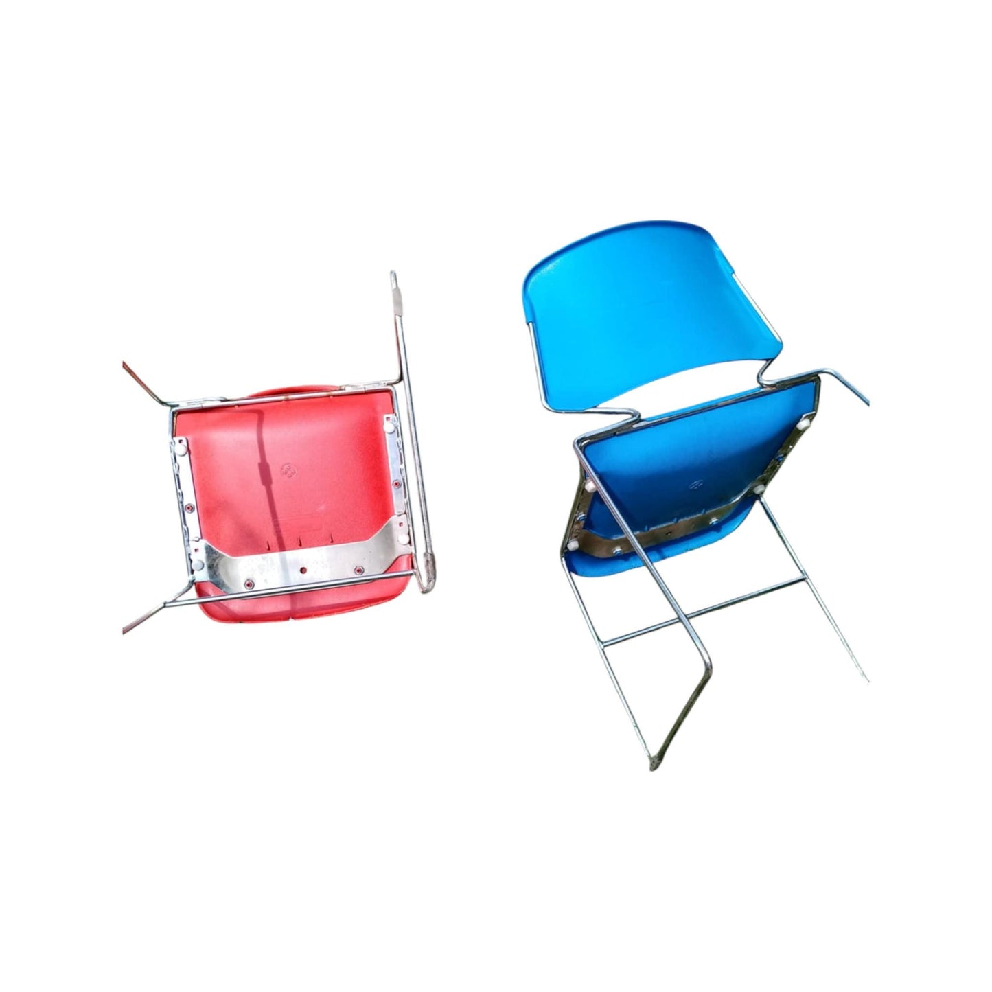 Vintage Krueger Matrix Chairs – Set of 2 (Red & Blue) – Mid-Century Modern Retro Seating