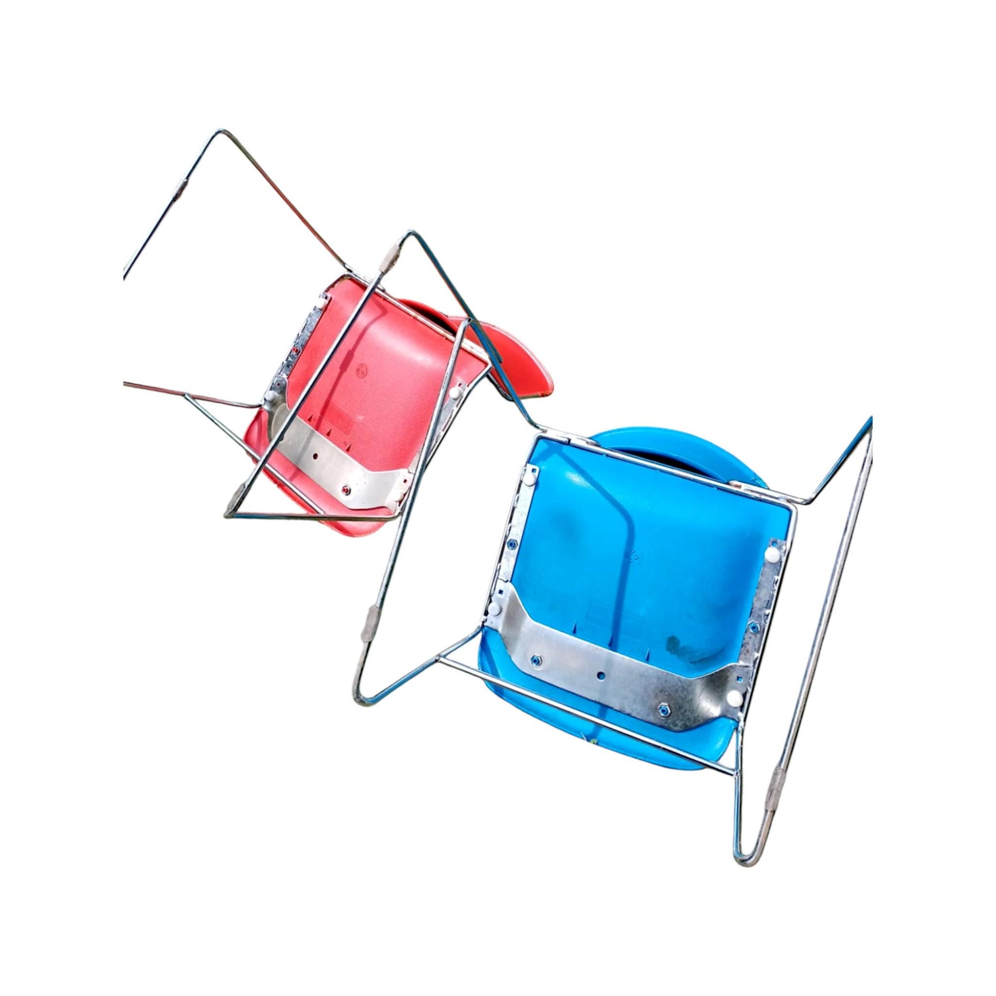 Vintage Krueger Matrix Chairs – Set of 2 (Red & Blue) – Mid-Century Modern Retro Seating