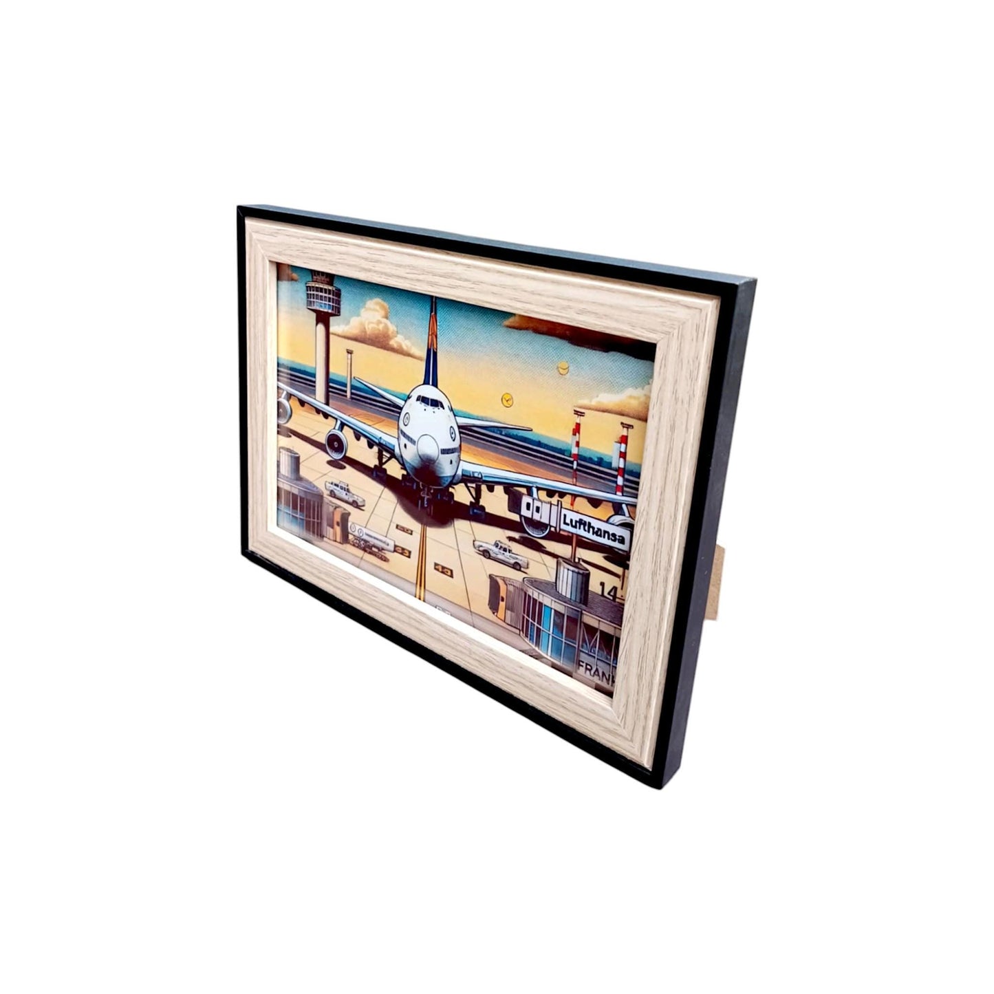 Boeing 747 Framed Print Lufthansa Frankfurt Airport Aviation Art Decor