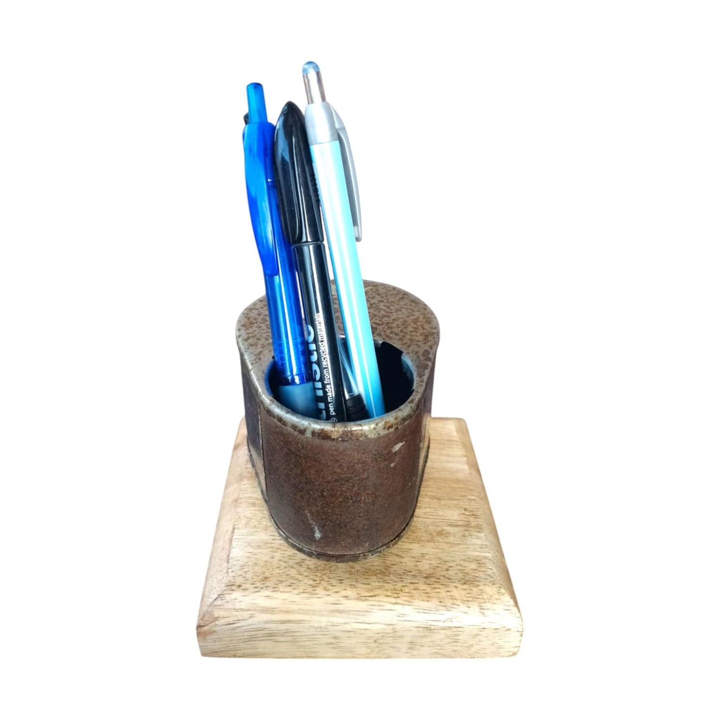 Vintage Desk Pen Holder Organizer Made of Antique Boston KS Pencil Sharpener 1940s