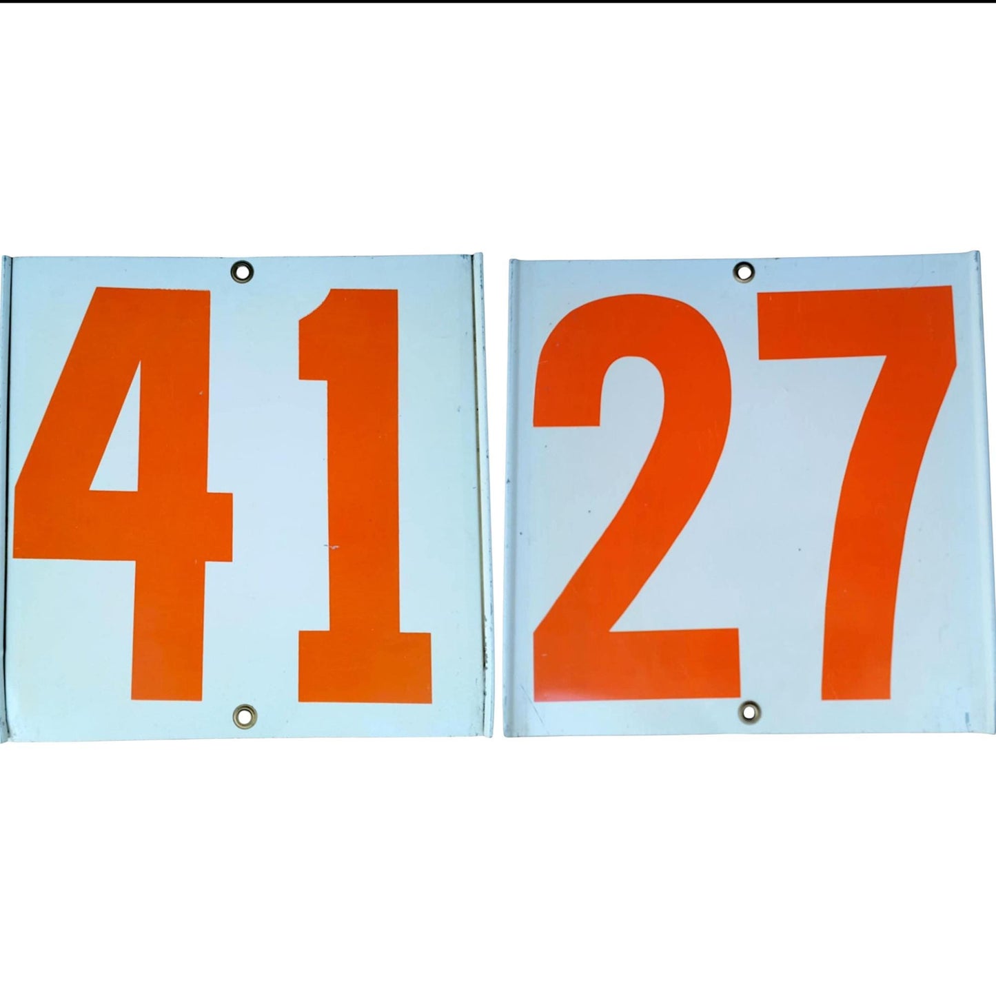 Vintage 1960s Gulf Gas Price Tin Sign Double-Sided Number 41 & 27 Original Petroliana Americana Sign