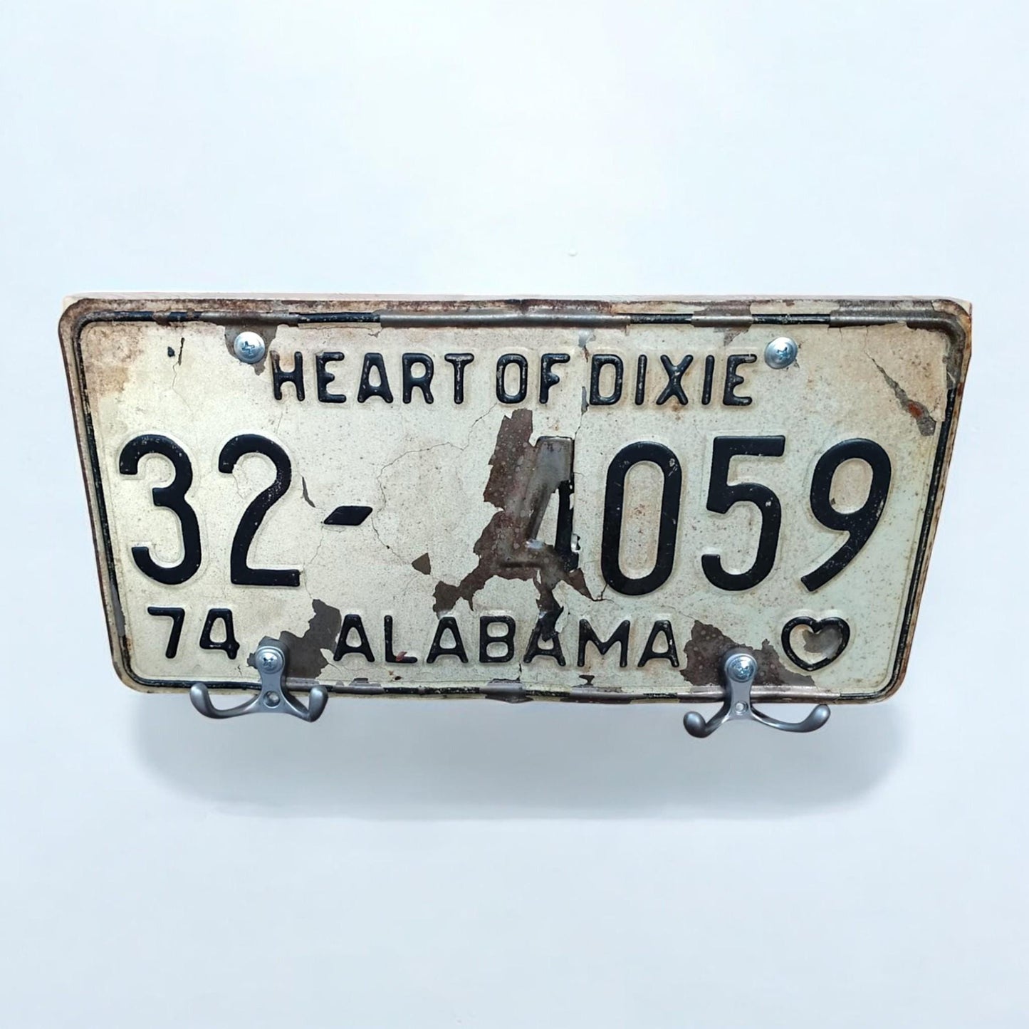 Vintage Alabama License Plate Wall Key or Coat Hanger 1970s Original Americana Decor Mancave