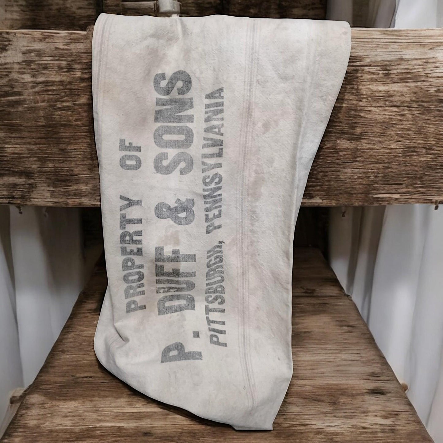 Vintage Grain Sack Bemis Seamless Extra Heavy P Duff Sons Pittsburgh Pennsylvania Farmhouse Decor Rustic Primitive Industrial Bag