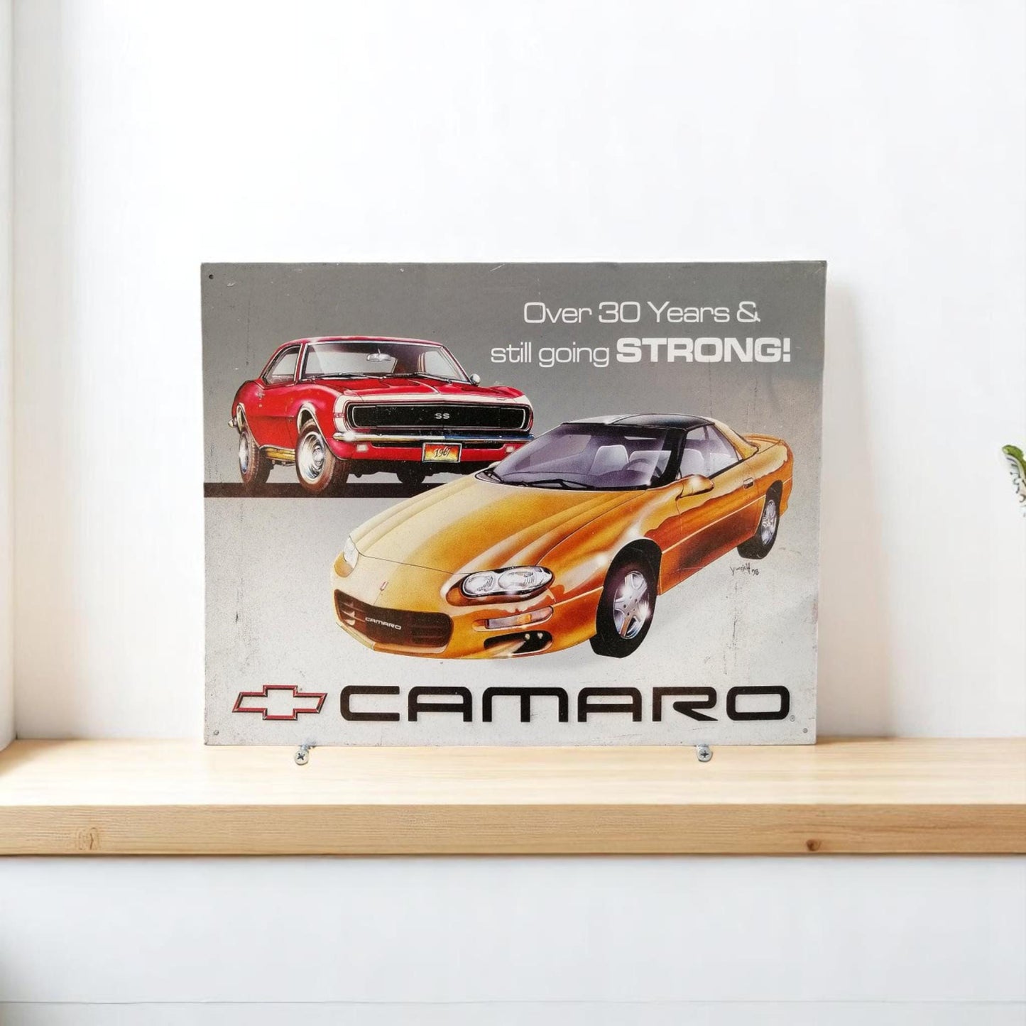 Vintage Chevrolet Camaro Metal Sign 1998 Advertising Plaque Garage Man Cave Wall Decor USA Muscle Car Retro Art