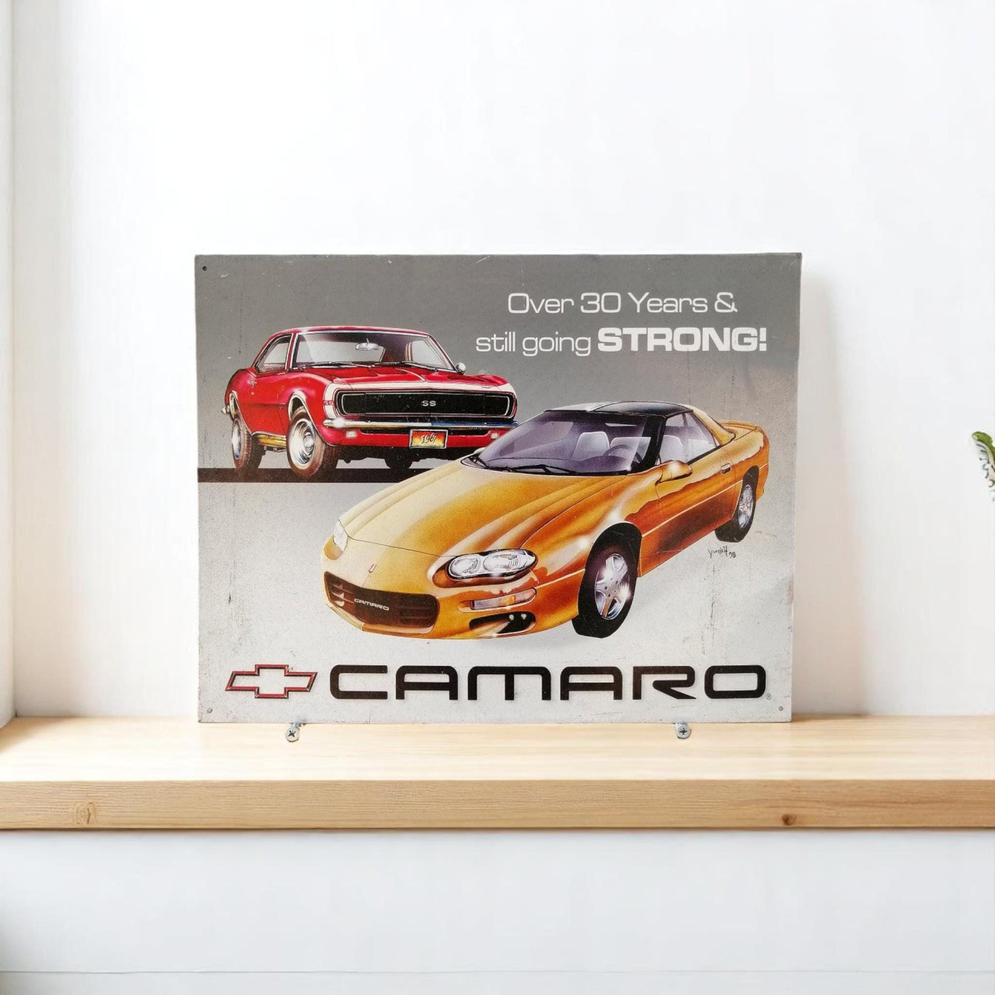Vintage Chevrolet Camaro Metal Sign 1998 Advertising Plaque Garage Man Cave Wall Decor USA Muscle Car Retro Art