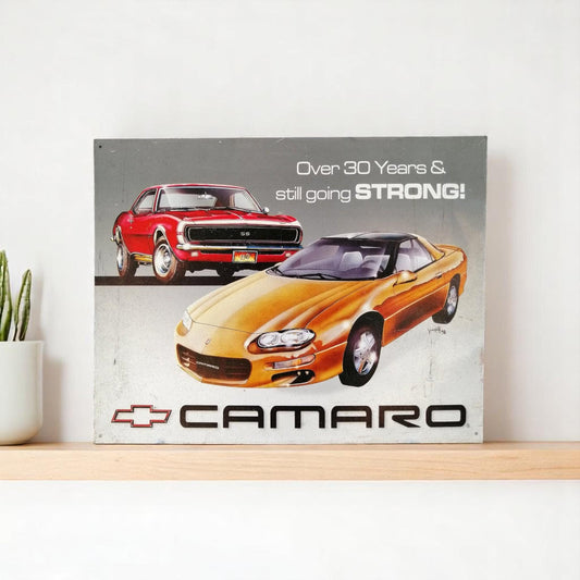 Vintage Chevrolet Camaro Metal Sign 1998 Advertising Plaque Garage Man Cave Wall Decor USA Muscle Car Retro Art
