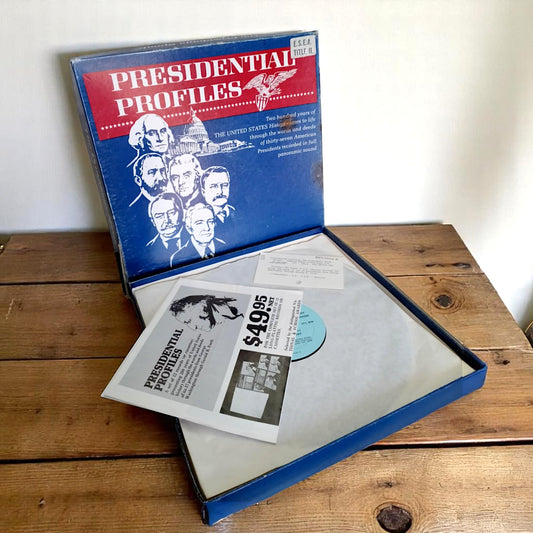 Presidential Profiles 1977 Vinyl Record Set – Unused ESEA Title II Educational History LP – U.S. Presidents Bicentennial Box