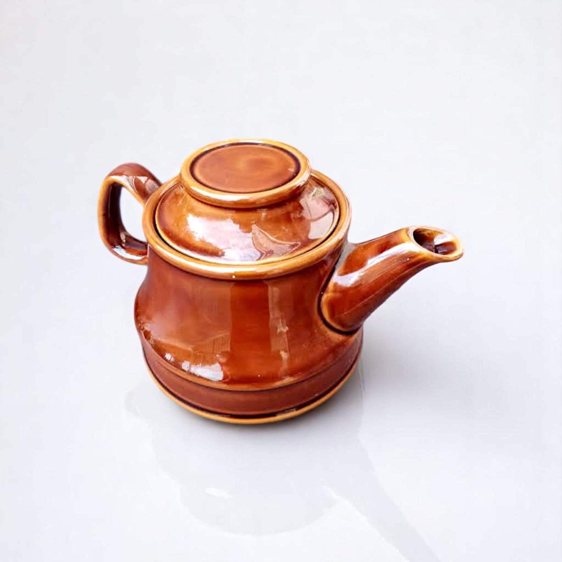 Vintage Polish Stoneware Teapot | Brown Glazed Ceramic | Made in Poland | 1970s-1980s | Mid-Century Rustic Kitchen Decor