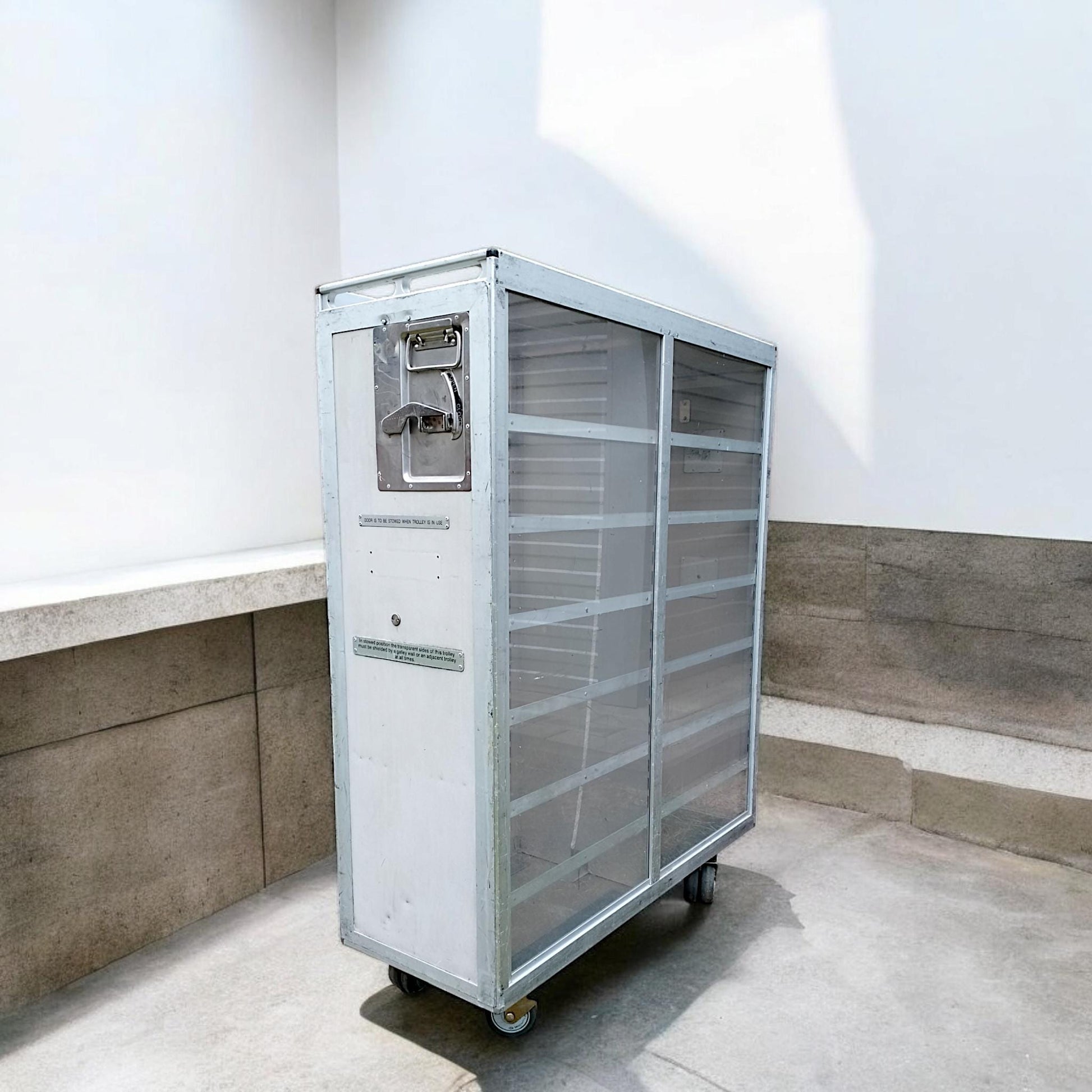 Airline Trolley Bar | Aviation Cart with Trays & Drawers | Driessen Aircraft Inflight Cart | Industrial Vintage Cabinet