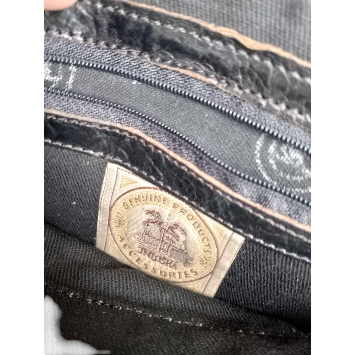 Vintage Black Genuine Leather Shoulder Bag 1970 Central Europe