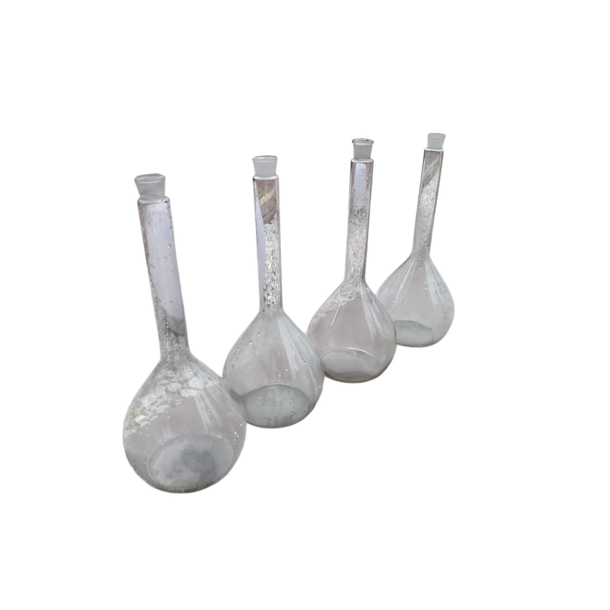 Set of 4 Vintage Large Laboratory Flasks Glass Bottles 1970s NOS Industrial Medical Chemistry Decoration Industrial Apothecary Lab Decor