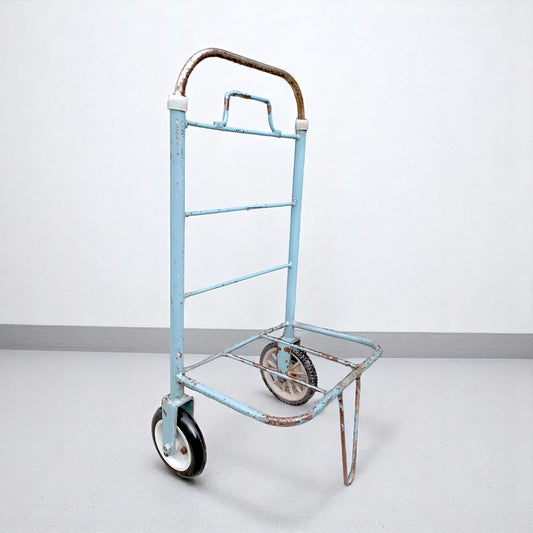 Vintage Utility Trolley Metal Cart with Telescopic Handle 1950s 1960s Industrial Storage Rack Stand