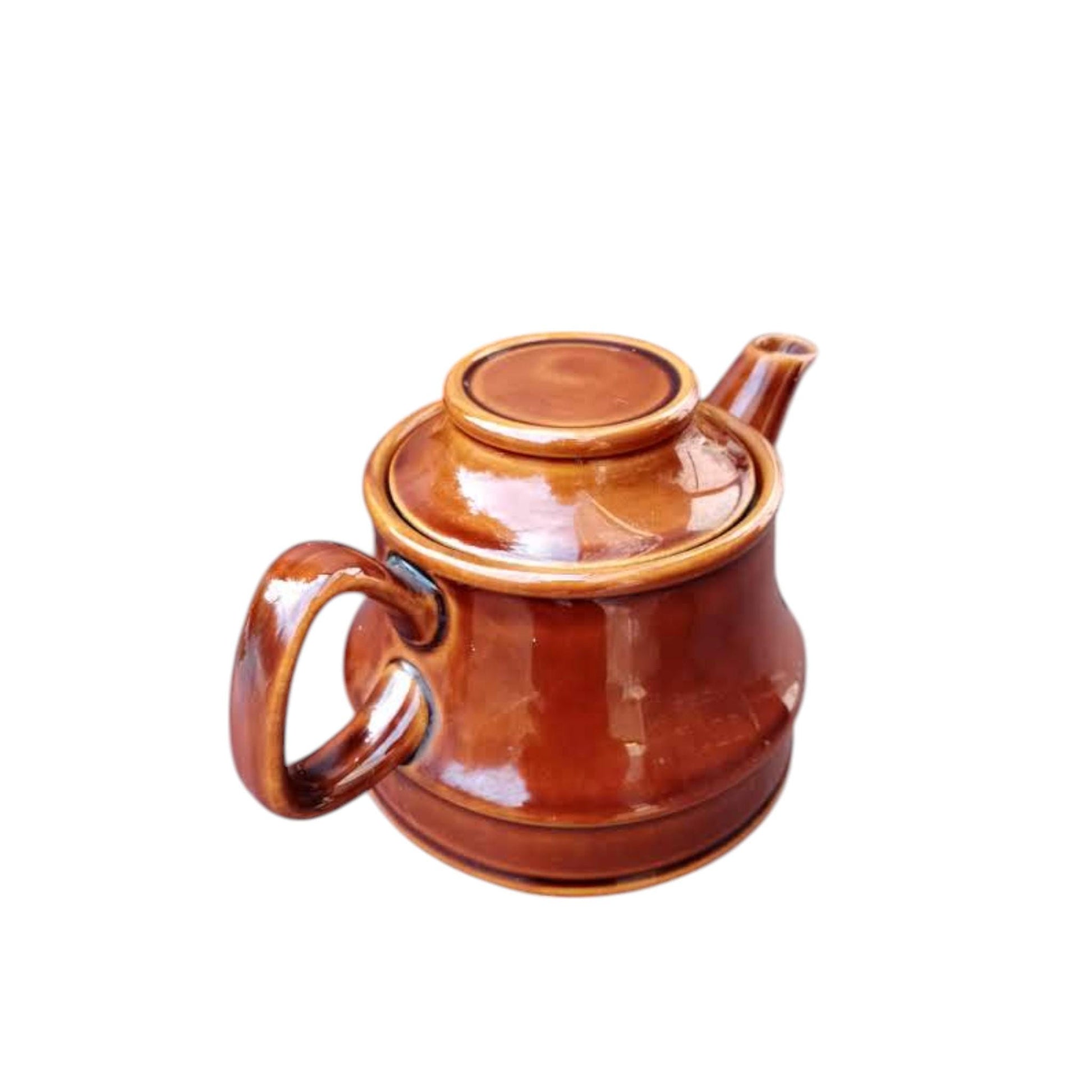 Vintage Polish Stoneware Teapot | Brown Glazed Ceramic | Made in Poland | 1970s-1980s | Mid-Century Rustic Kitchen Decor