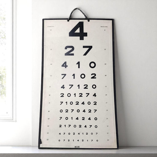 Vintage Polish Eye Chart 1970 – Optotype Board for Visual Acuity Testing Original