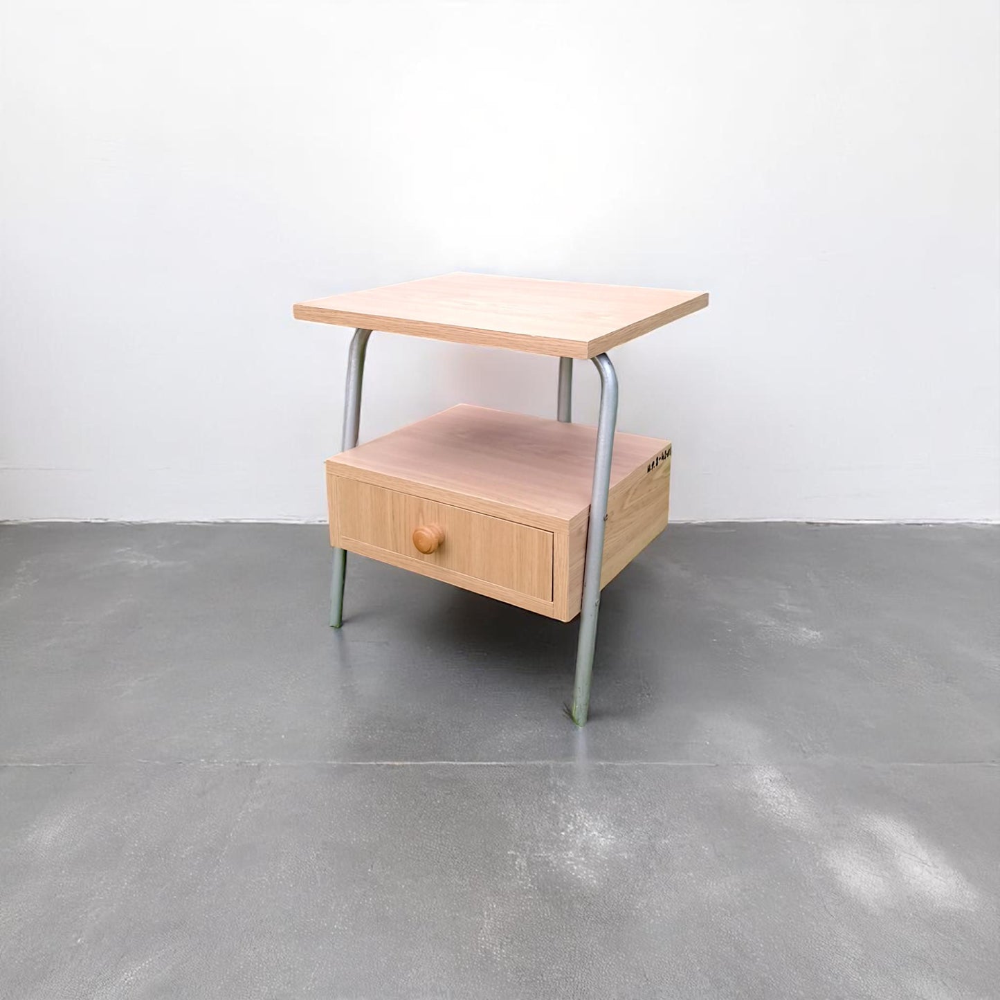 Vintage Industrial Nightstand Mid-Century Polish Military End Table PRL 1960s