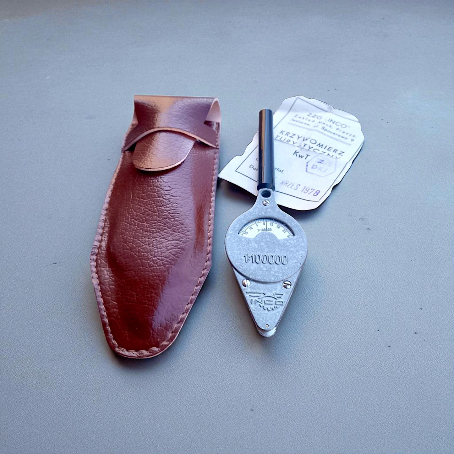 Vintage Map Measurer Curvimeter with Leather Case New Old Stock Poland 1970s Military Surplus