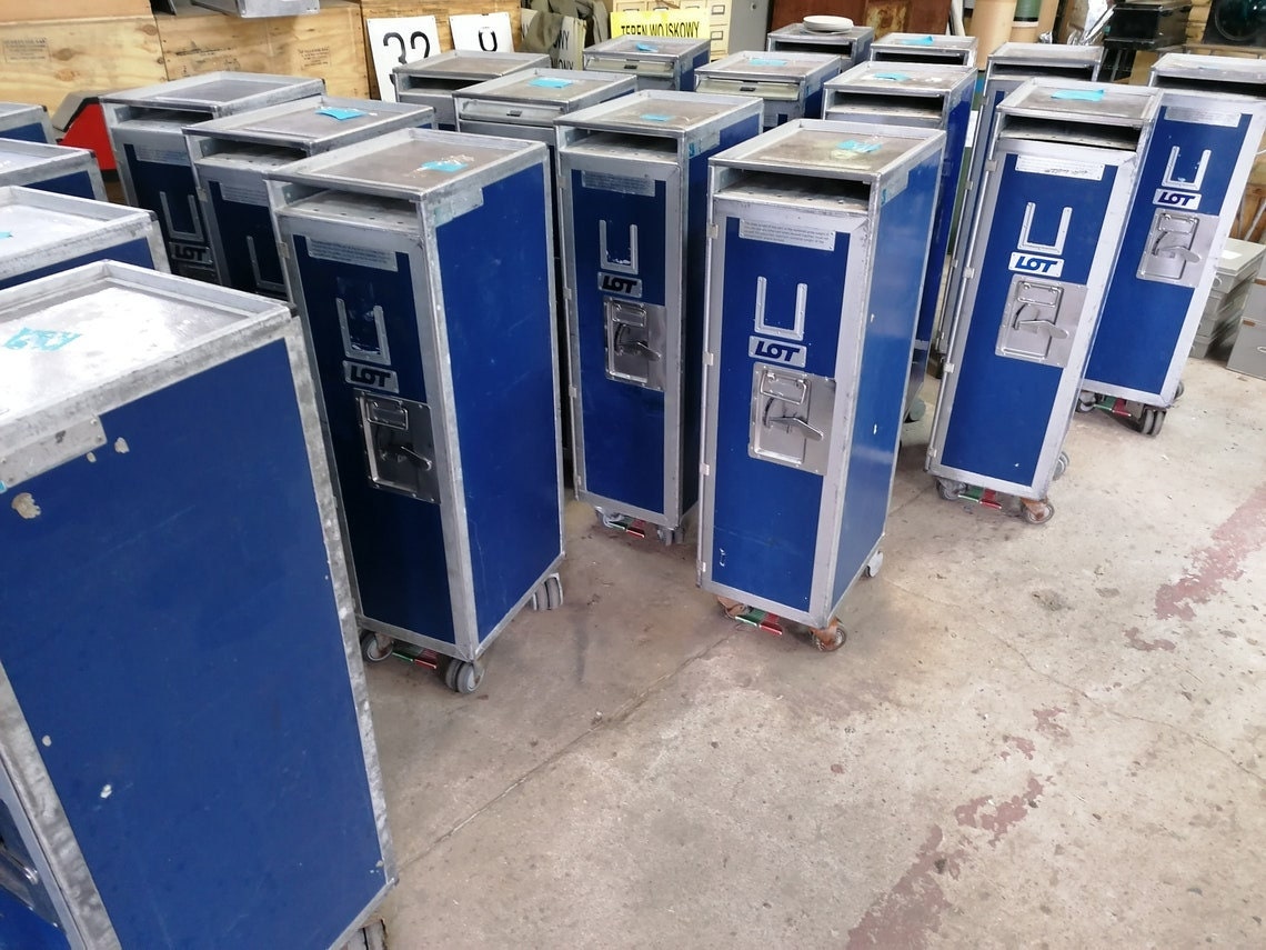 Original Aircraft Galley Cart LOT Polish Airlines - Airline ATLAS Trolley - Industrial Airplane Cart - Worldwide Shipping