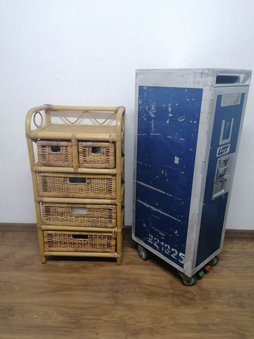 Original Aircraft Galley Cart LOT Polish Airlines - Airline ATLAS Trolley - Industrial Airplane Cart - Worldwide Shipping