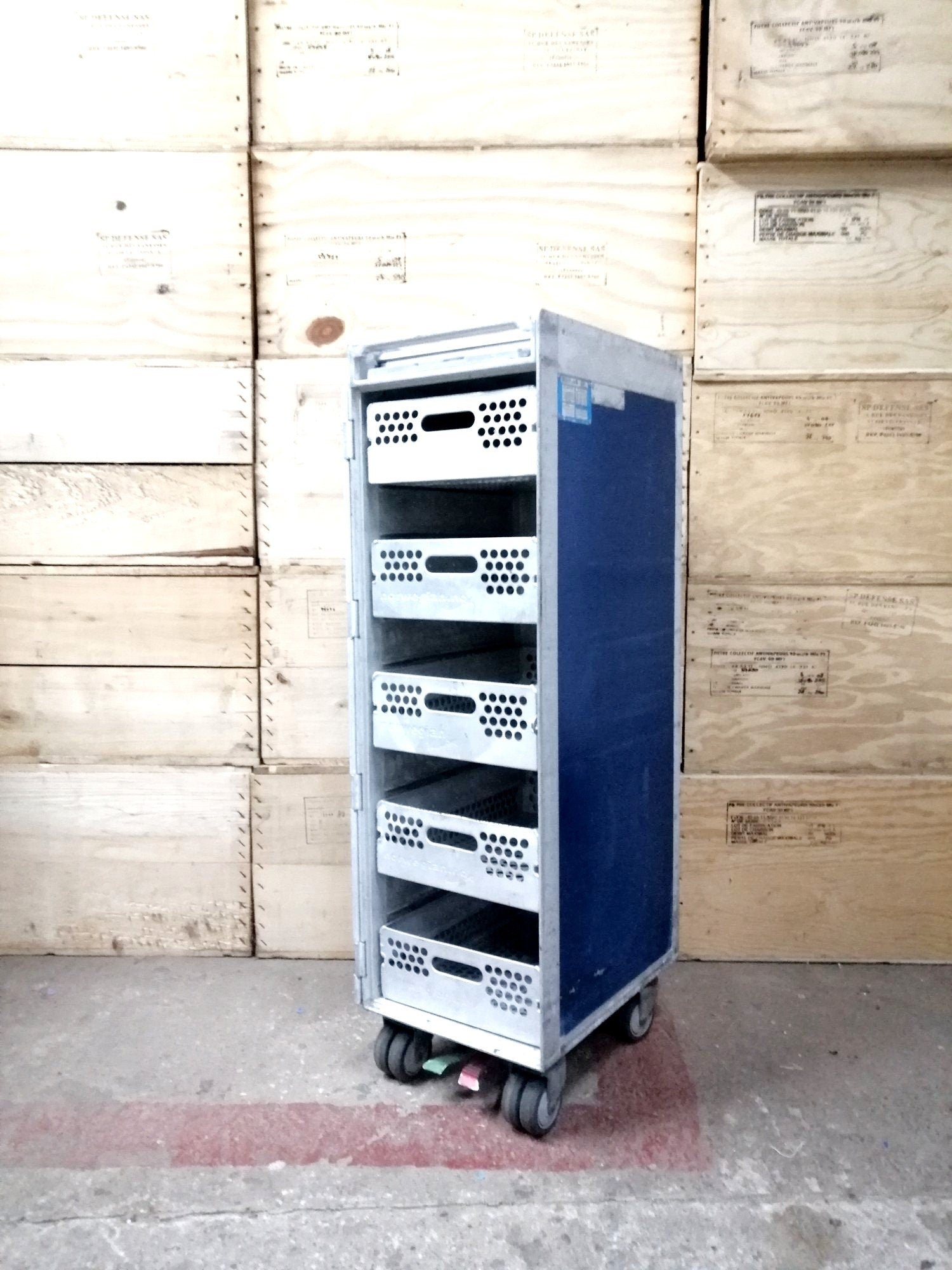Set of 4 Original Norwegian Airplane Drawers, Airline Storage Containers, Aircraft Boxes for Atlas Airline Carts & Airplane Containers