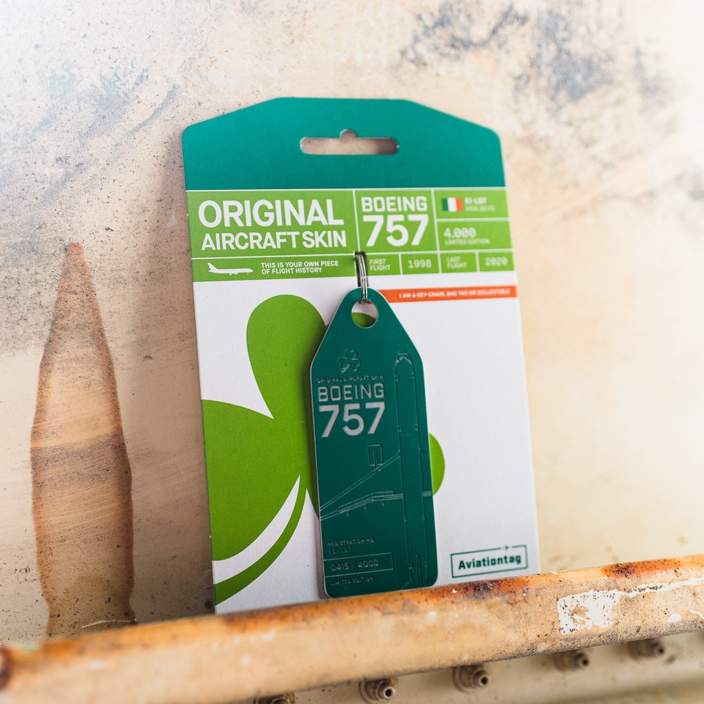 Aer Lingus - Boeing 757 – EI-LBT - Original Aircraft Skin Tag, Keychain, Luggage Tag, Collector's Aviation Tag - One of Kind
