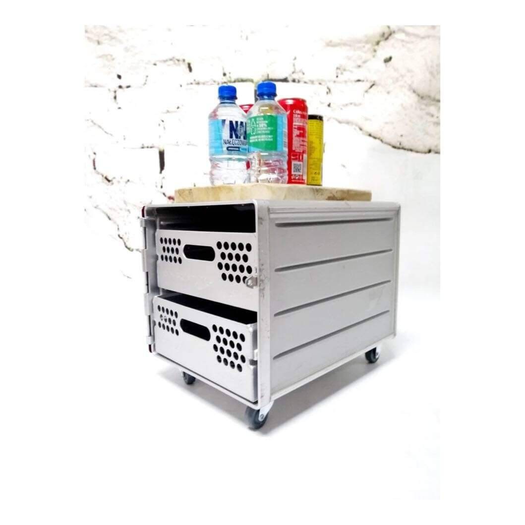Continental Airlines -  Airline Galley Box, Aircraft Storage Container, Cabinet, Coffee Table, Side Table - 2 Drawers Included